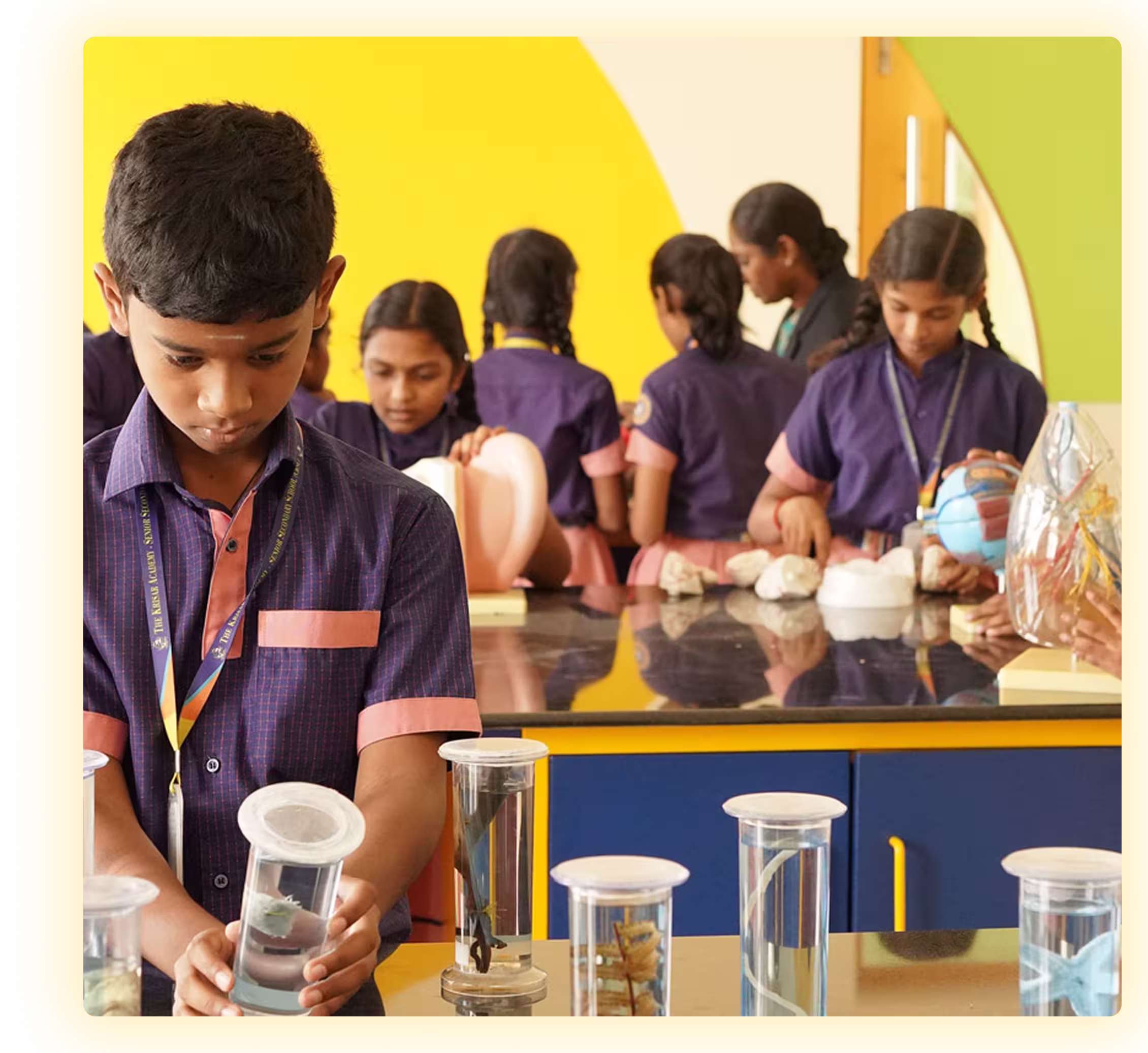 Students working in the AI and Robotics Laboratory at The Krisar Academy